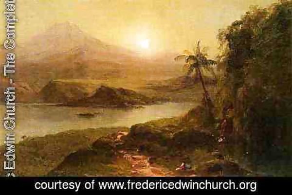 Frederic Edwin Church - Mountain Landscape with River, Near Philadelphia