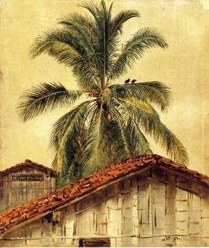 Frederic Edwin Church - Palm Trees and Housetops, Ecuador
