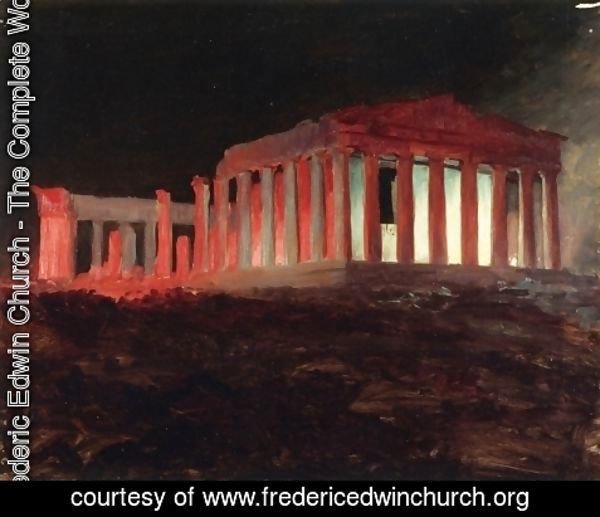 Frederic Edwin Church - Parthenon, Athens, from the Northwest (Illuminated Night View)