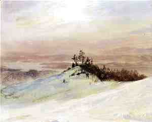 Frederic Edwin Church - Winter on the Hudson River Near Catskill, New York