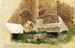 Frederic Edwin Church - Interior of the Temple of Bacchus, Baalbek, Syria