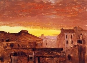 Frederic Edwin Church - Rooftops at Sunset, Rome, Italy