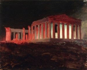 Frederic Edwin Church - Parthenon, Athens, from the Northwest (Illuminated Night View)
